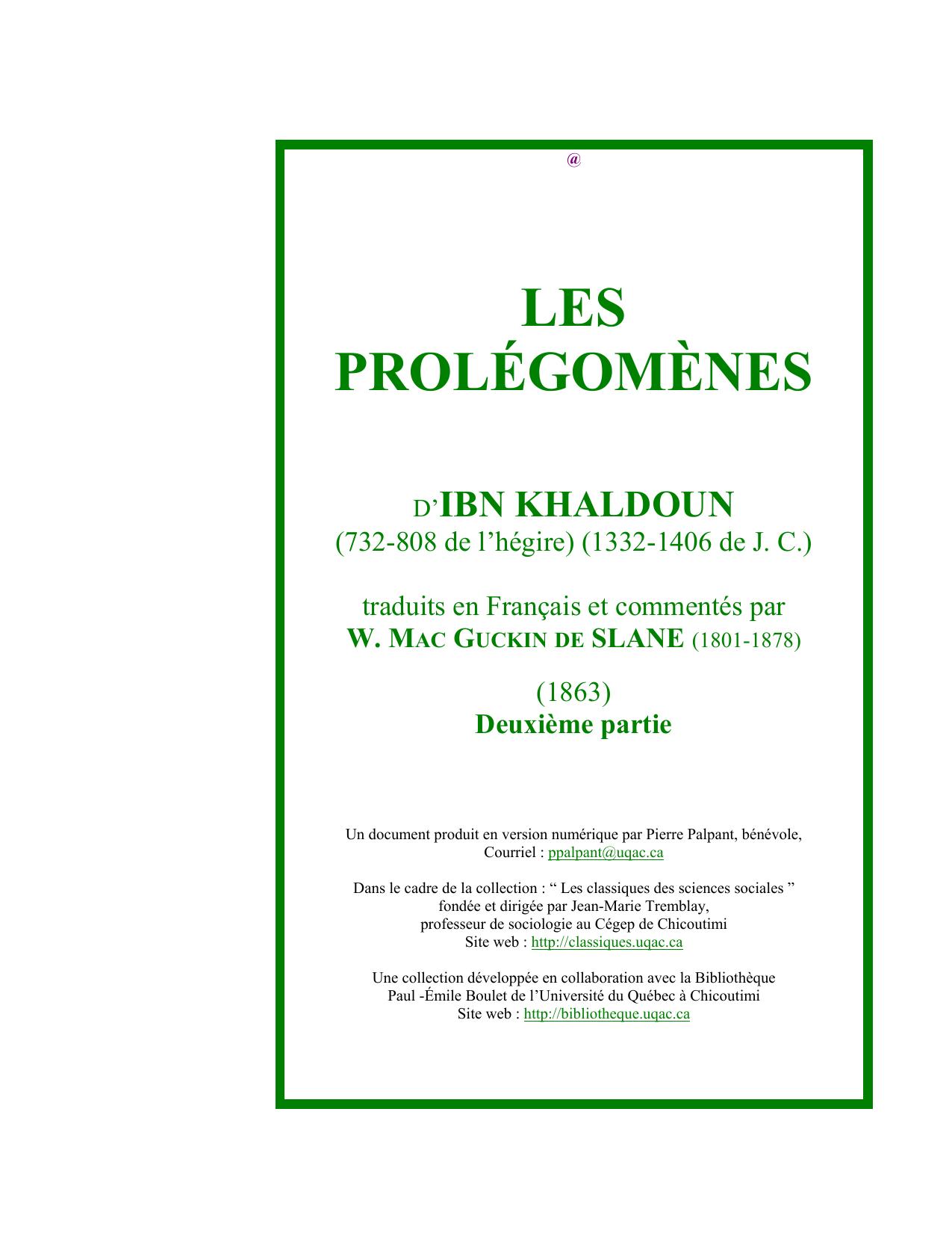 Les Prolégomènes (2ème partie)