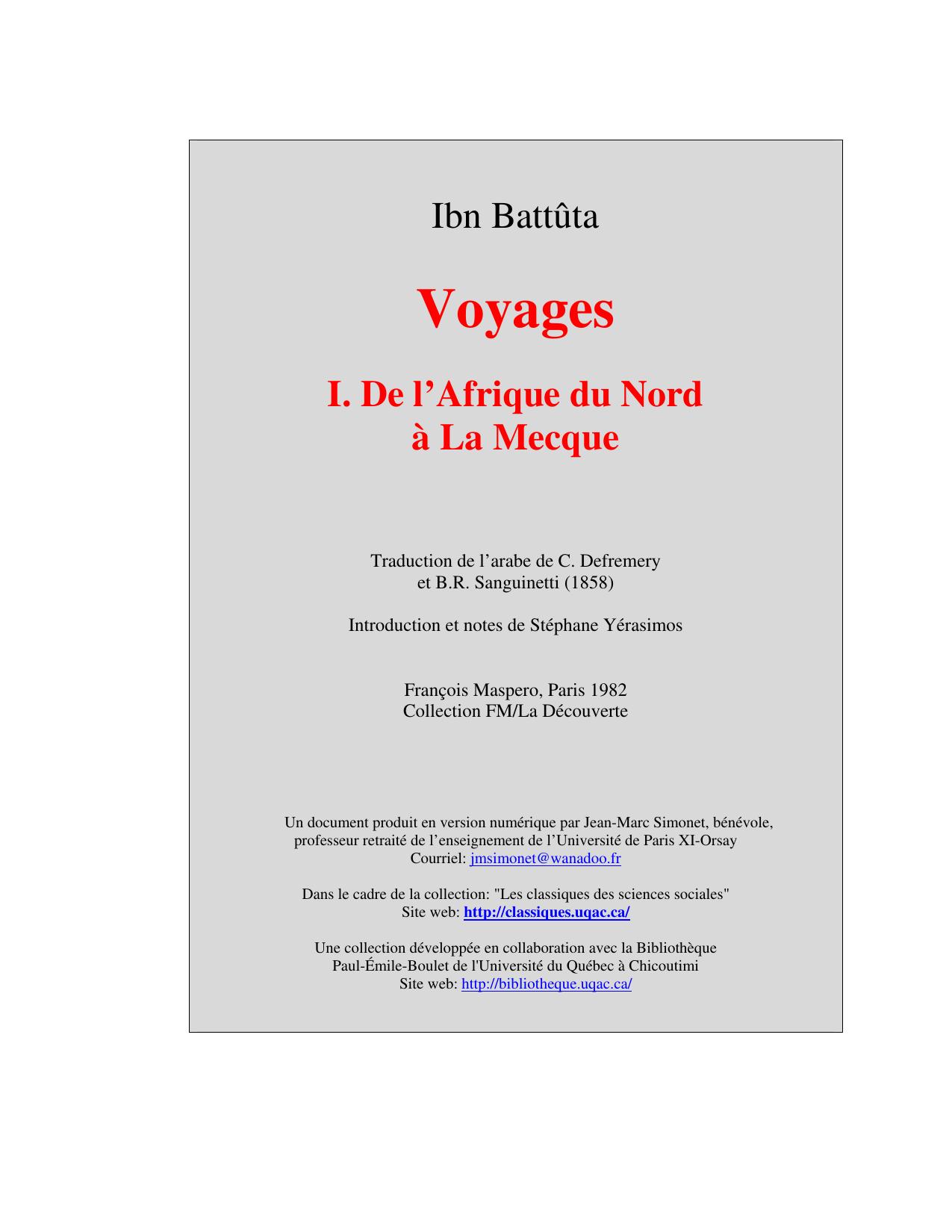 Voyages De l’Afrique du Nord à La Mecque