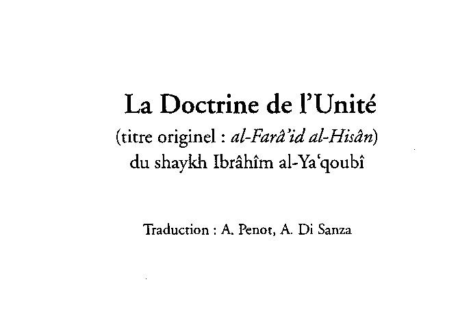 La Doctrine de l'Unité