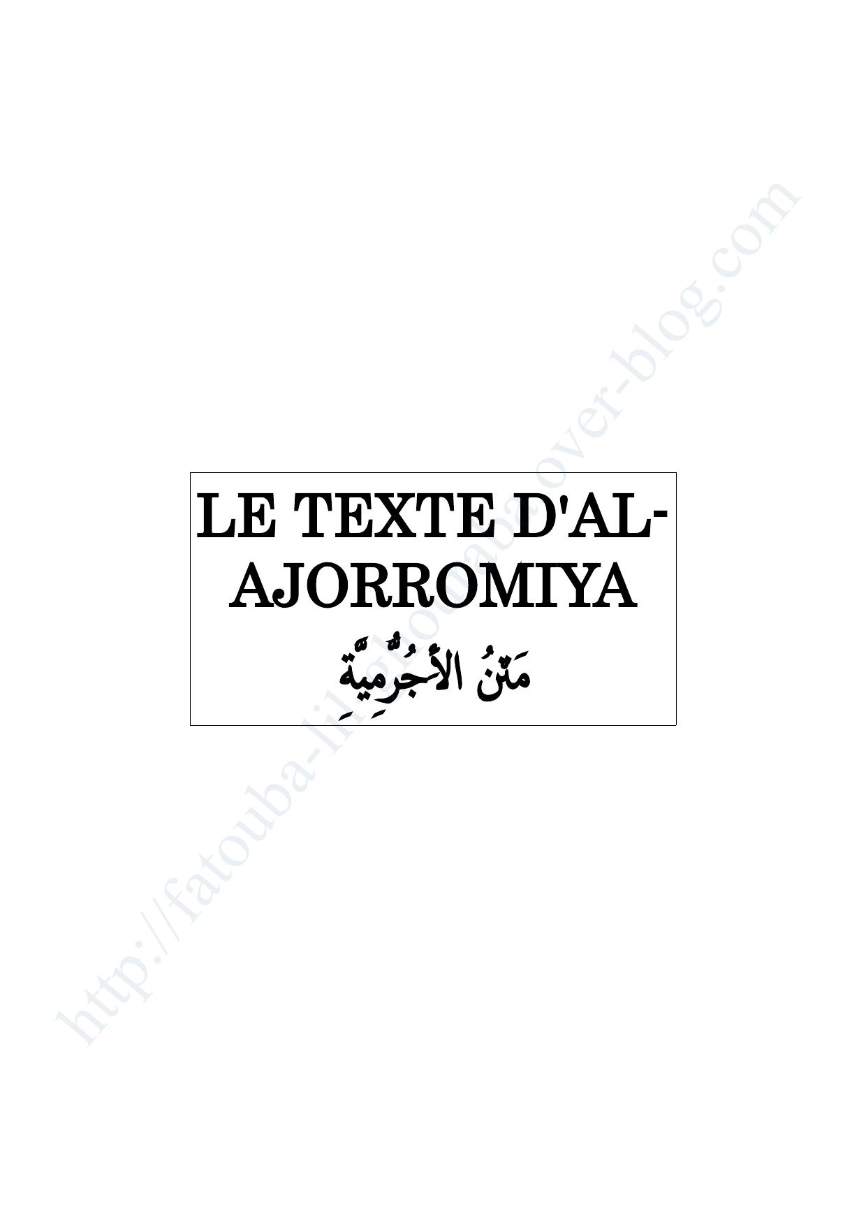 LE TEXTE D'AL- AJORROMIYA